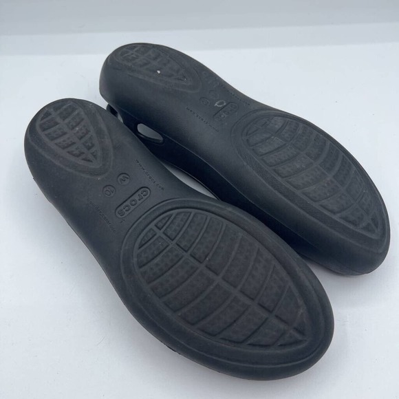 Crocs Womens Taylor Slingback Flat Shoes Black Slip‎ On Cut Out Round Toe 10 - Picture 5 of 5